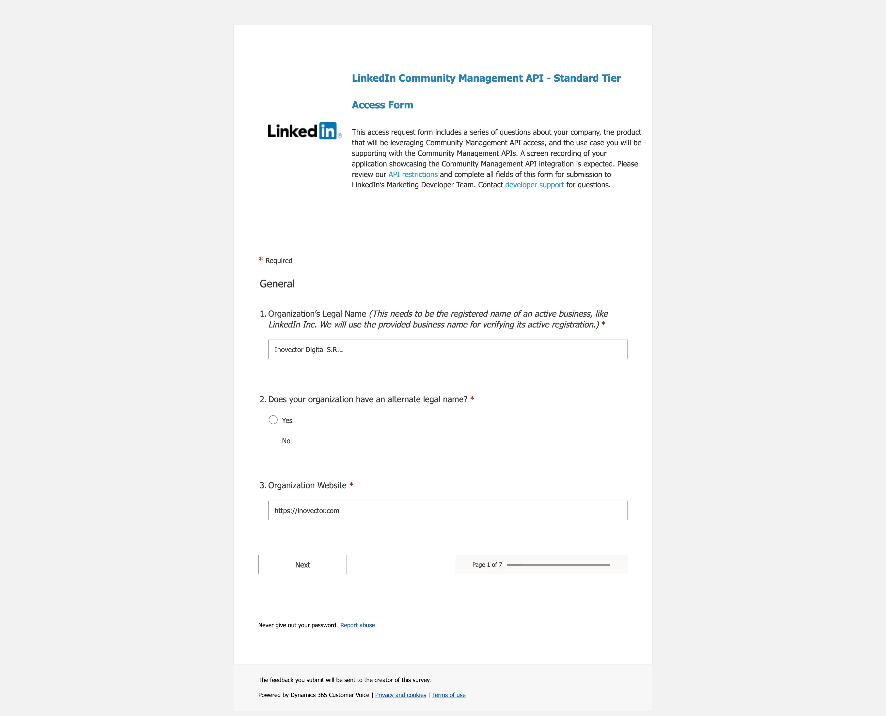 Access request form 1