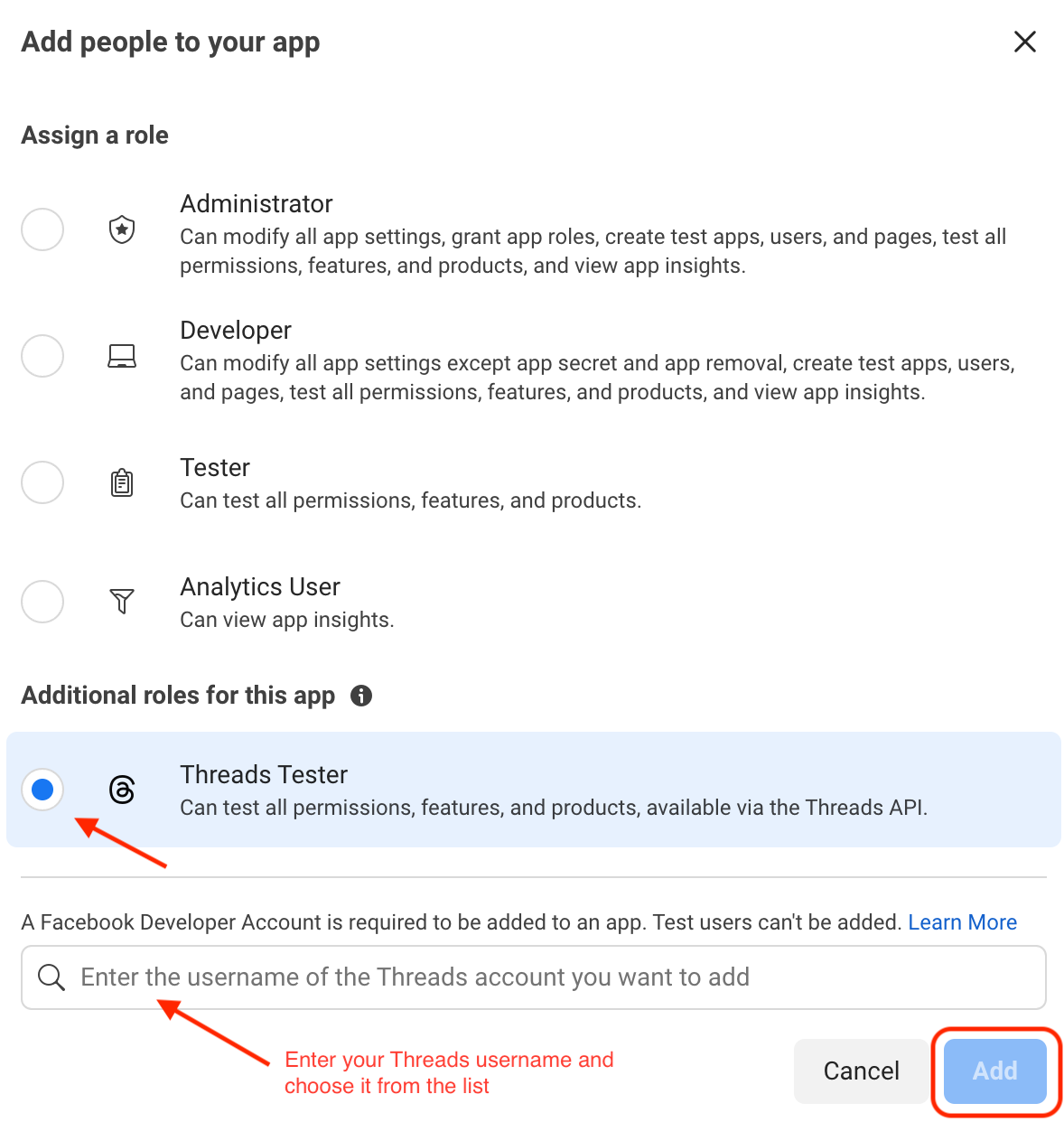 Add Threads Tester to Threads application