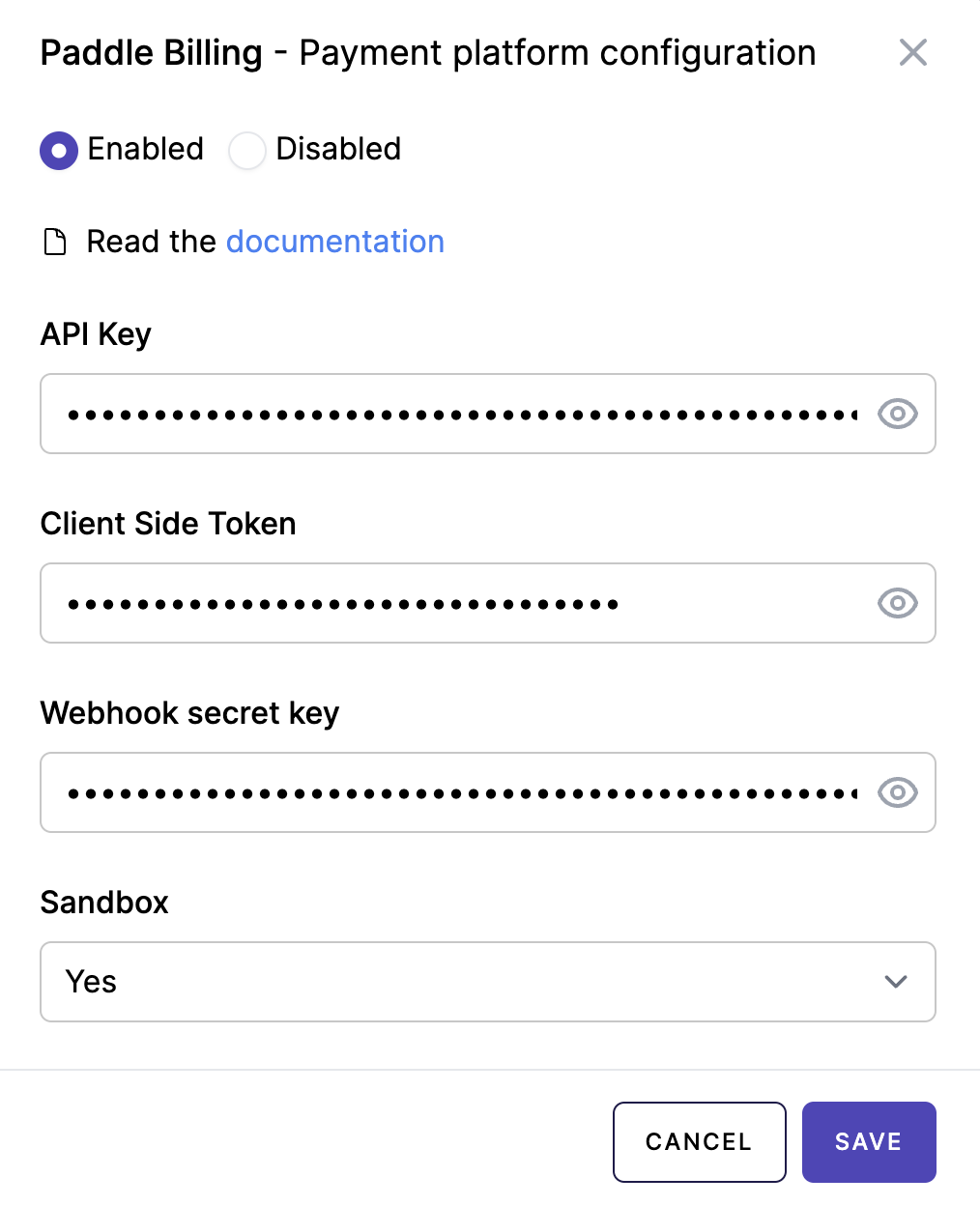 Mixpost Dashboard Paddle Credentials 2