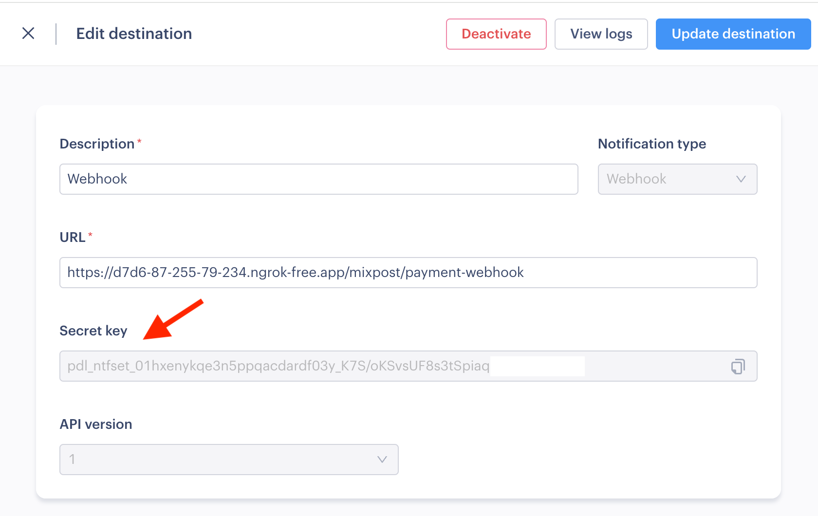 Paddle Dashboard Webhook configuration 3