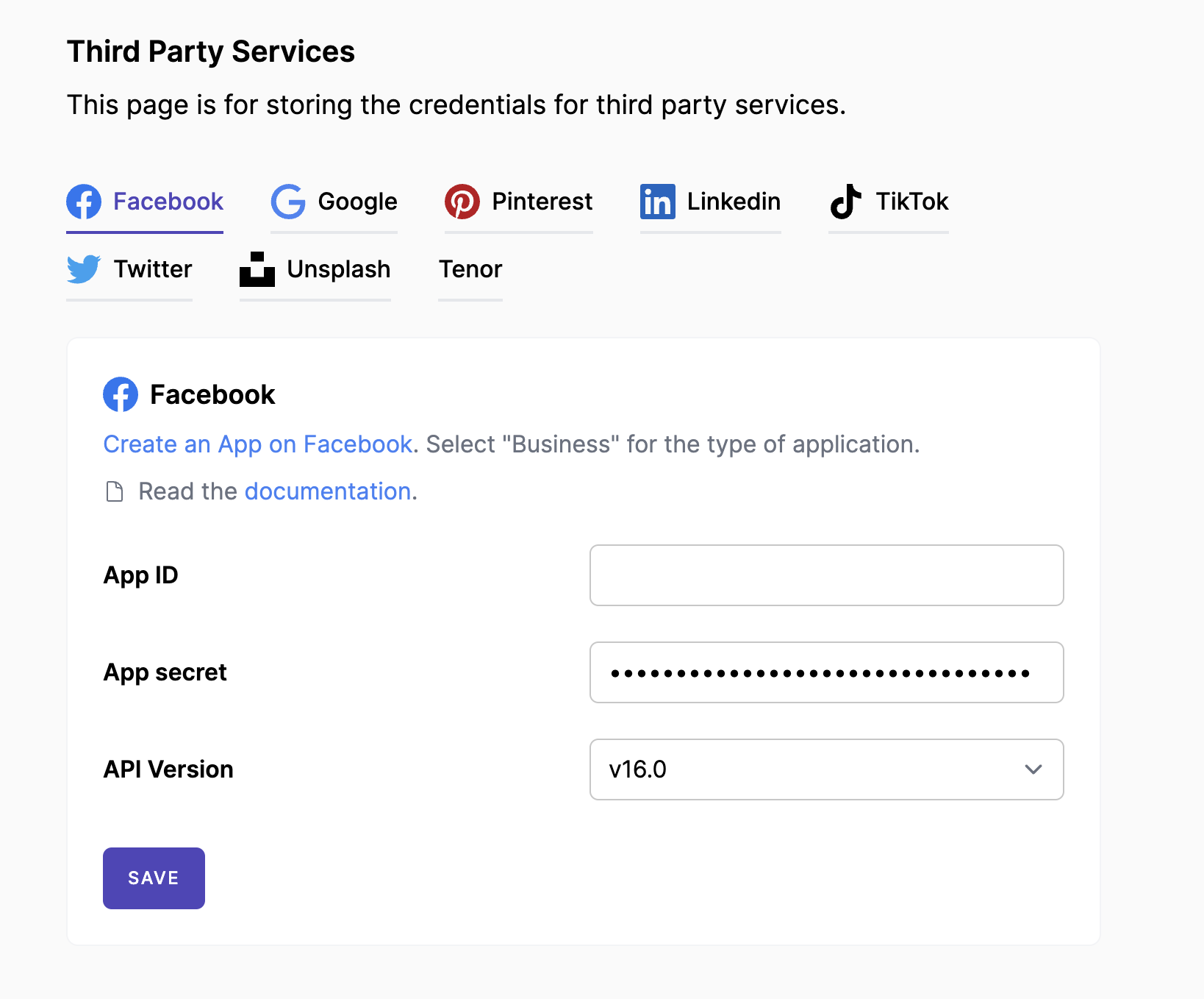 Mixpost Facebook Service Form