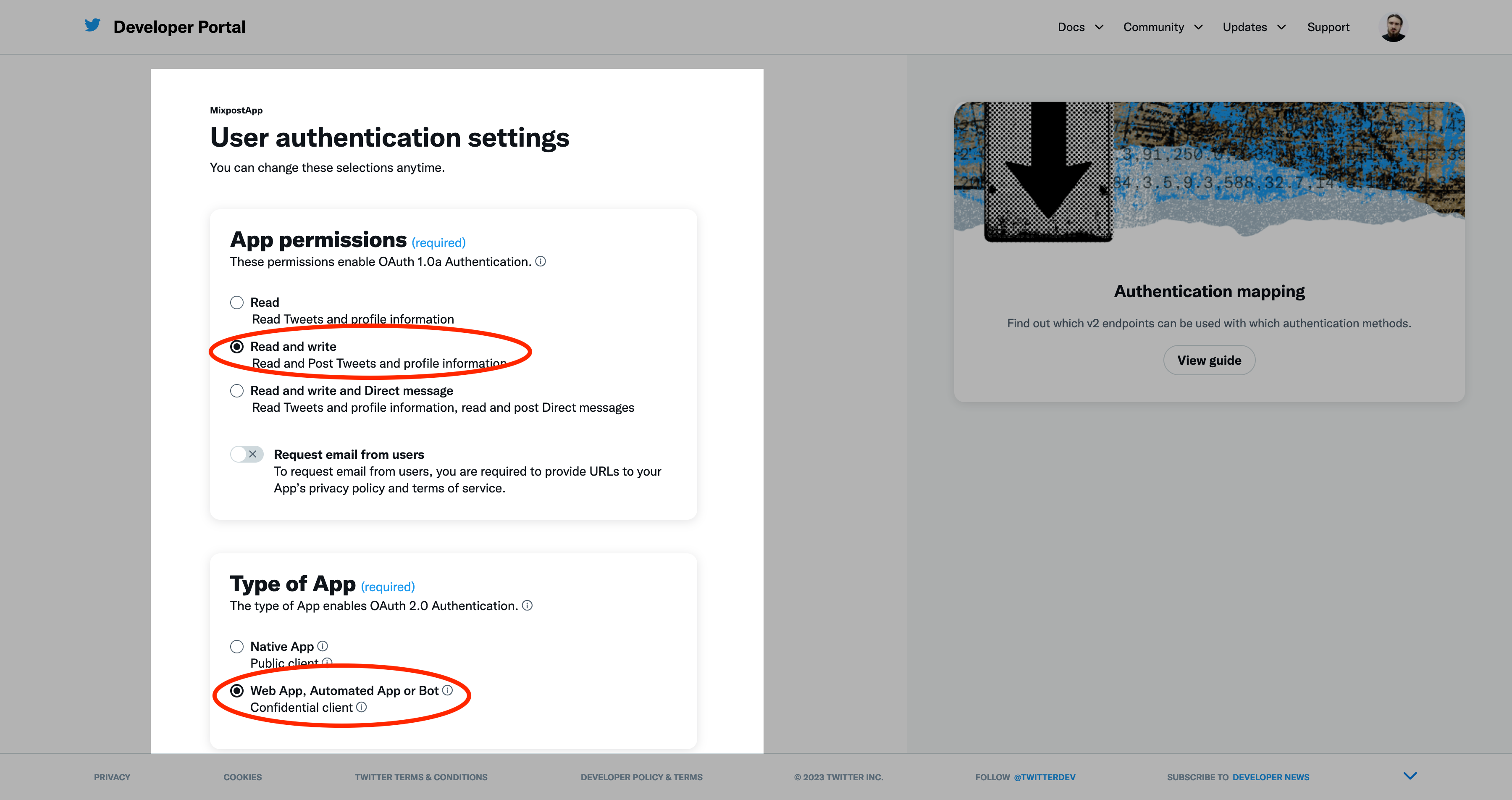 User authentication settings 2