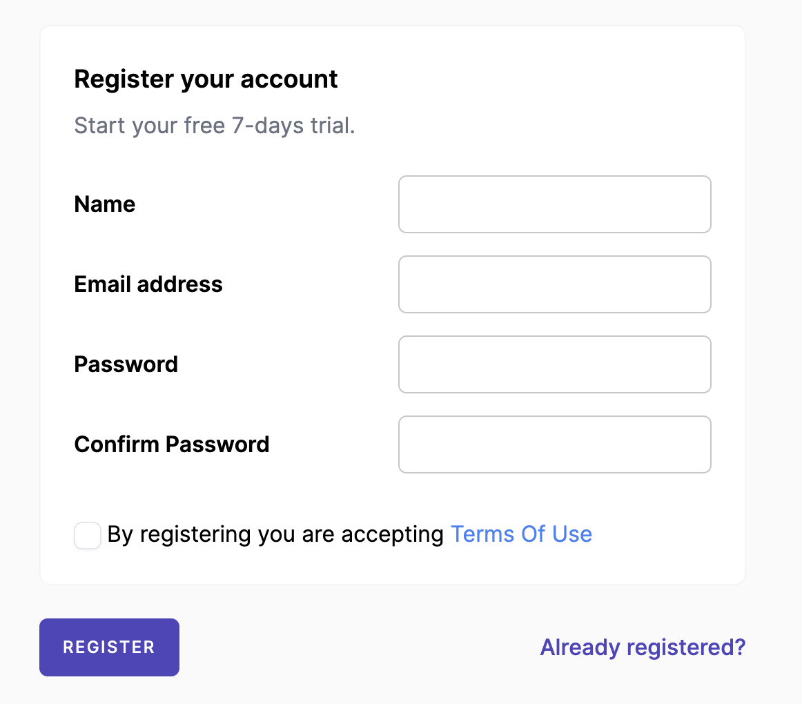 Mixpost Register form