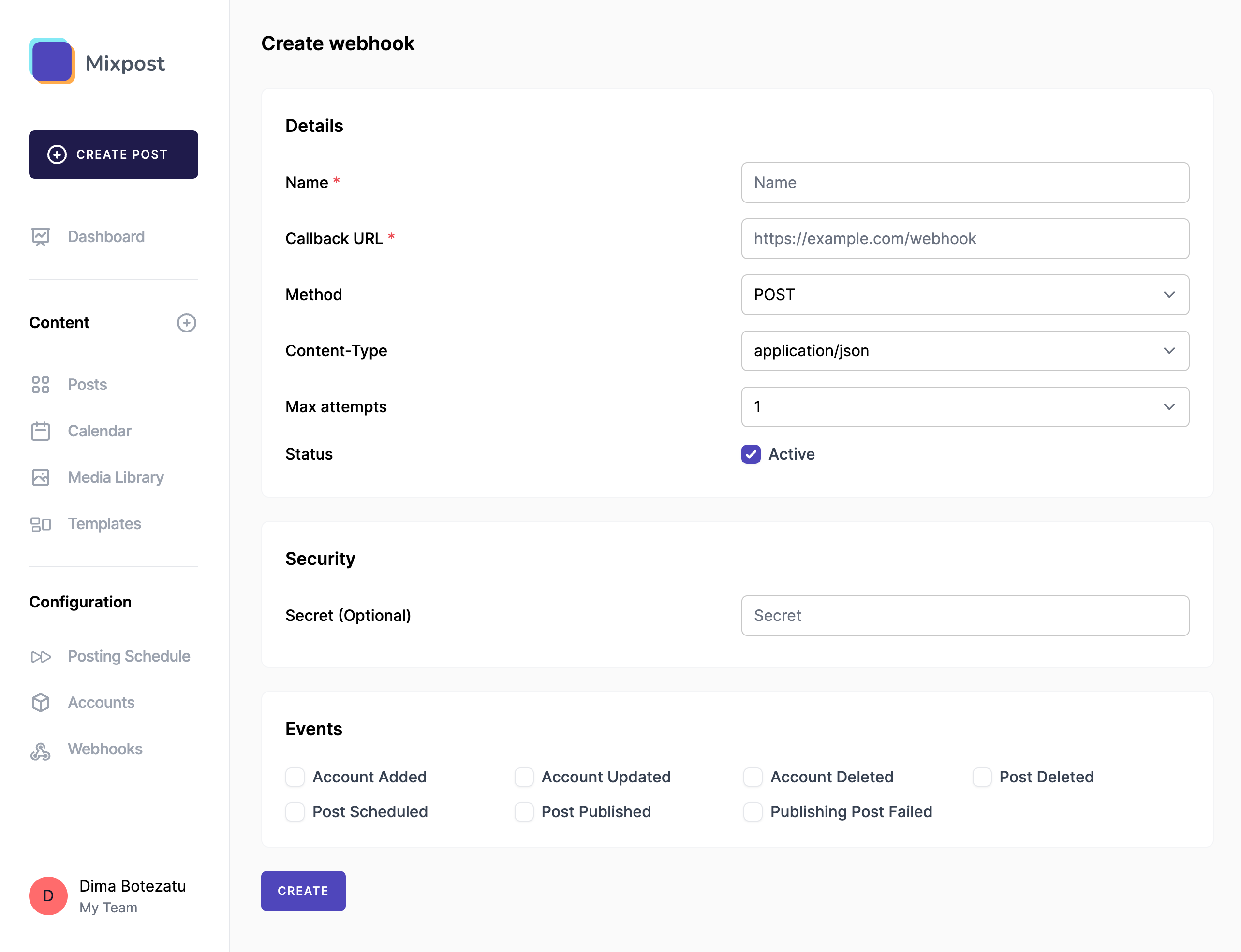 Webhook Form